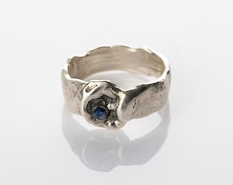 Oxidized Sterling Silver Agate Ring - Unisex Handmade Jewelry