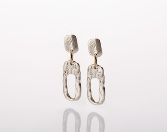 Unique women's earrings .silver 925 earrings with small touch of gold 14k