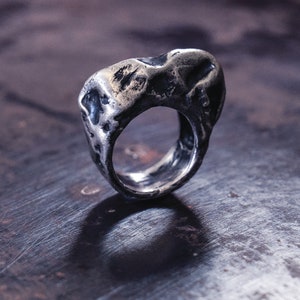 Thick Sterling Silver Statement Ring, Chunky Rings for Women, Big Ring