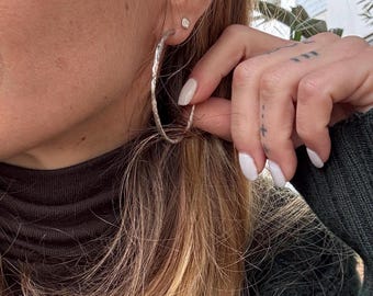 Unique women's earrings .Silver 925 hoops ,boho and rockstar look