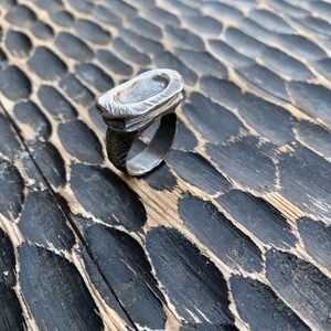 Large statement ring, Oxidized Sterling Silver Ring , Hand Carved, Brutalist Design, Chunky Rings for Women