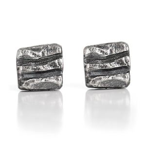 Simple Everyday Sterling Silver Square Stud Earrings Gift for Her