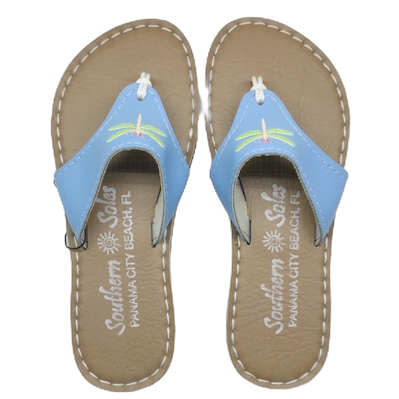 Dragonfly Sandals Light Blue Strap on Suntan Footbed Etsy Canada