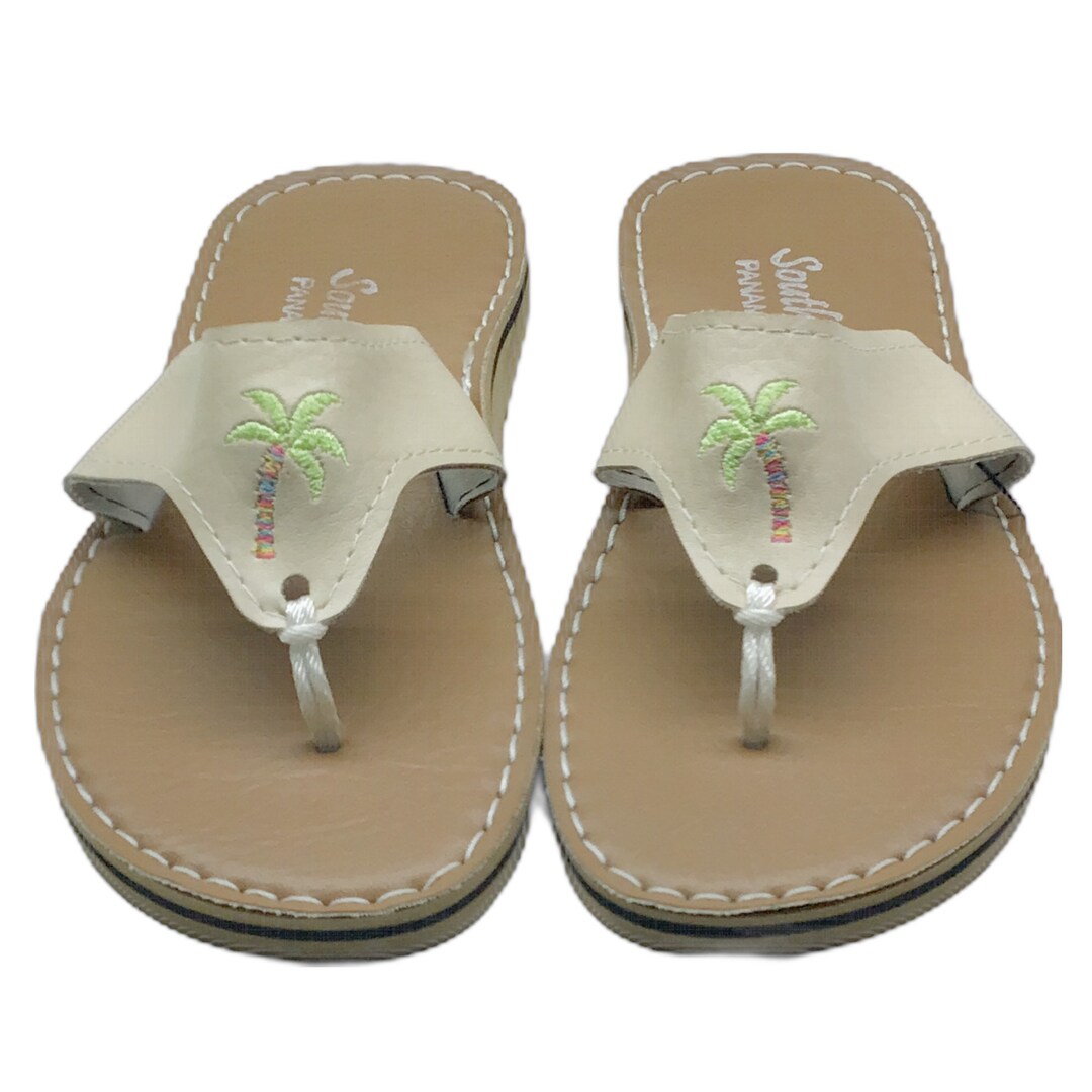 Palm Tree Sandals With Ivory Color Strap on Suntan Footbed Etsy