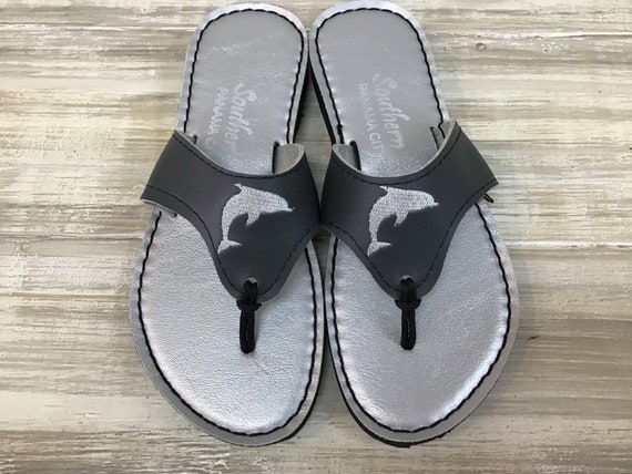 Dolphin Sandals on Porpoise Gray Strap and Silver Footbed - Etsy