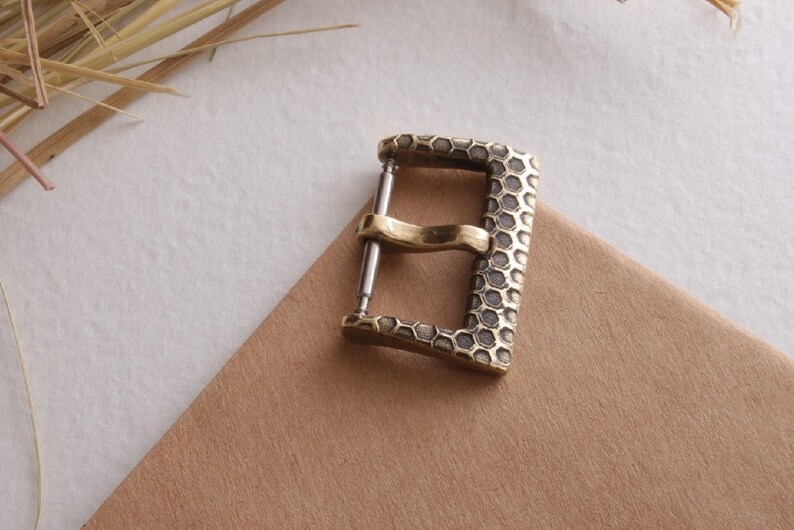 leather watch strap with bronze buckle