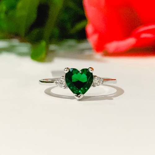 Emerald Rings Anniversary Rings May Birthstone Round Cut | Etsy