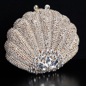 Luxury Crystal Rhinestone Embellished Clutch Sling Bag - Bridal and Evening Handbag Golden Wedding Clutch