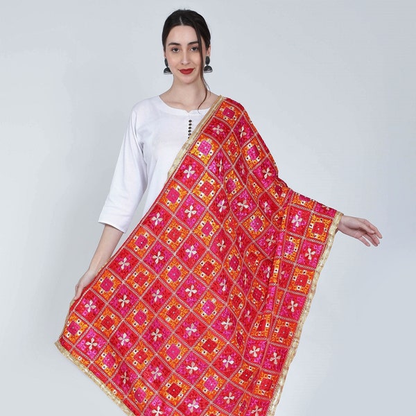 Phulkari Dupatta for Women, Bridal dupatta, Indian Dupatta handmade, Multi Dupatta, Phulkari Chunni