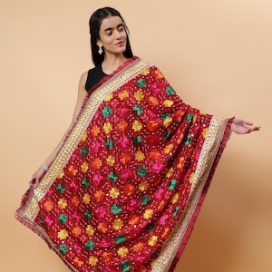 Phulkari Dupatta for Women, Bridal dupatta, Indian Dupatta handmade, Multi Dupatta, Phulkari Chunni