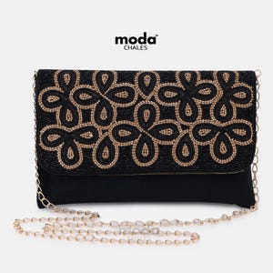 Elegant Black Floral Clutch - Perfect for Evening Parties and Weddings Black Bag, Black Purse