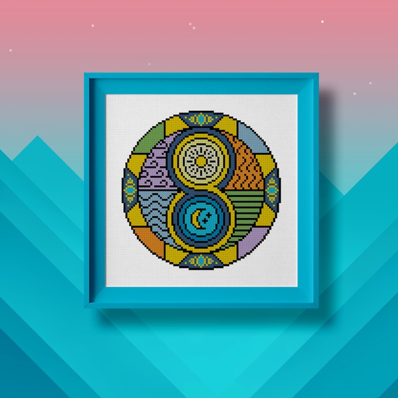 Four Elements Esoteric Mandala cross stitch pattern