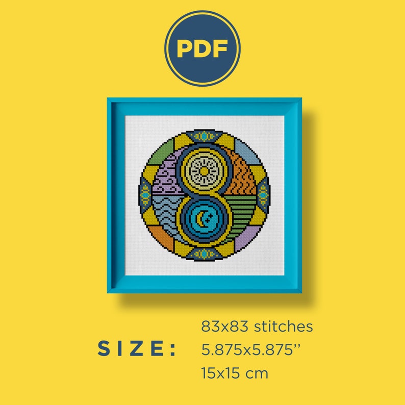 Four Elements Esoteric Mandala cross stitch pattern