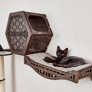 Katzenkorb, Katzenregal, Katzenwandmöbel, Kratzbaum, Hexagon-Katzenregal, Katzenkletterwand, Katzenbrücke, Katzenwandset, Katzenwand