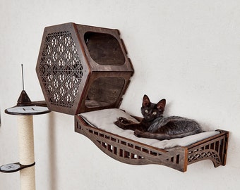 Cat bed, cat shelves, cat wall furniture, cat tree, hexagon cat shelves, cat climb wall, cat bridge, cat wall set, cat wall steps