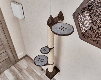 CATSKYCRAPER Tiragraffi per gatti da parete, moderno albero per gatti, torre per gatti, tiragraffi in sisal, albero per gatti da parete, palo per arrampicata per gatti