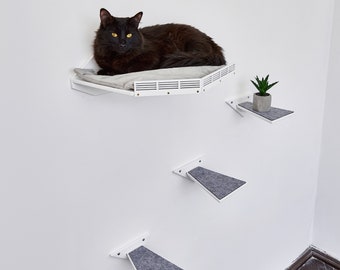 Drijvende kattenplank, kattenmand aan de muur gemonteerd, moderne krabpaal, kattenmeubels, kattenmuurplanken, kattenmuurtrap, kattenklimmuur, kattenboommuur