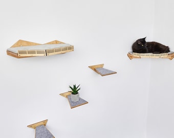 Cat bed shelves, cat wall furniture, modern cat tree tower, cat corner shelves, cat platform, cat wall steps, cat floating bed wall mounted
