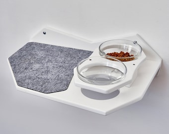 Kattenwandplank, kattenplanken, kattenvoerplank, moderne krabpaal, kattenwandmeubel, verhoogde kattenbak, kattenvoerbak
