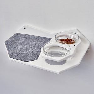 Cat wall feeder shelf, cat shelves, cat food shelf station, modern cat tree bowl, cat wall furniture, elevated cat bowl, cat feeding station