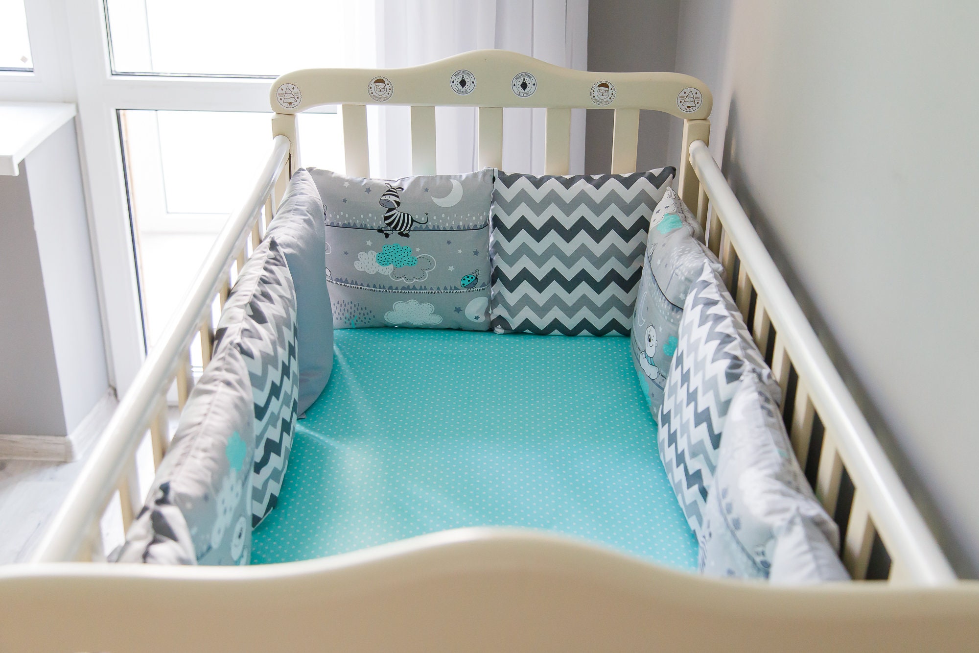 Gray themed Сrib bumper Сrib bumper pads crib bumper Etsy