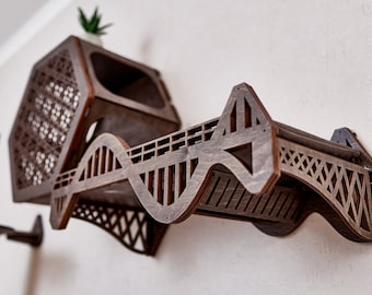Unique cat bed, cat shelf, cat wall furniture, cat wall shelves, cat bridge, cat wall bed, cat perch, modern cat shelves, cat climb wall