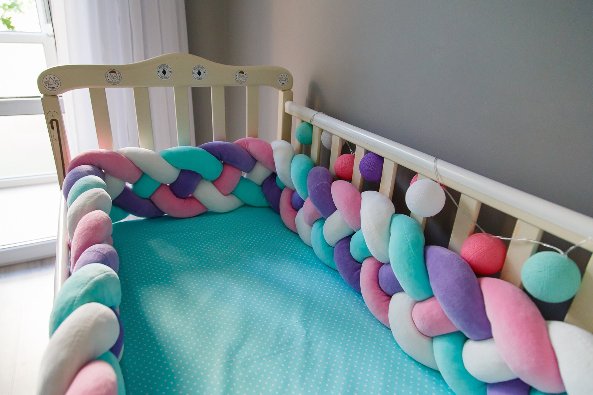 Double Braided crib bumper Сrib bumper braid crib bumper Etsy
