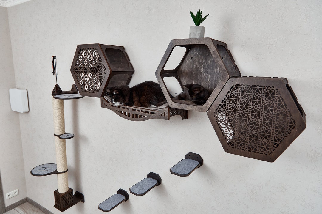Modern Cat Wall Furniture Set, Cat Scratching Tree Tower, Cat Shelves, Cat Scratcher, Cat