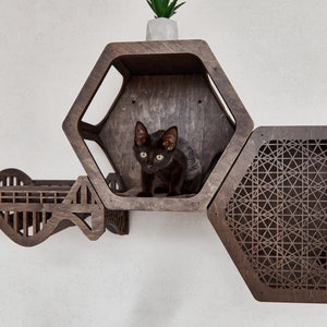 Cat wall furniture, modern cat shelves, cat tree wall, cat bed, cat hexagon shelves set, cat wall shelf, cat bridge, cat climbing wall