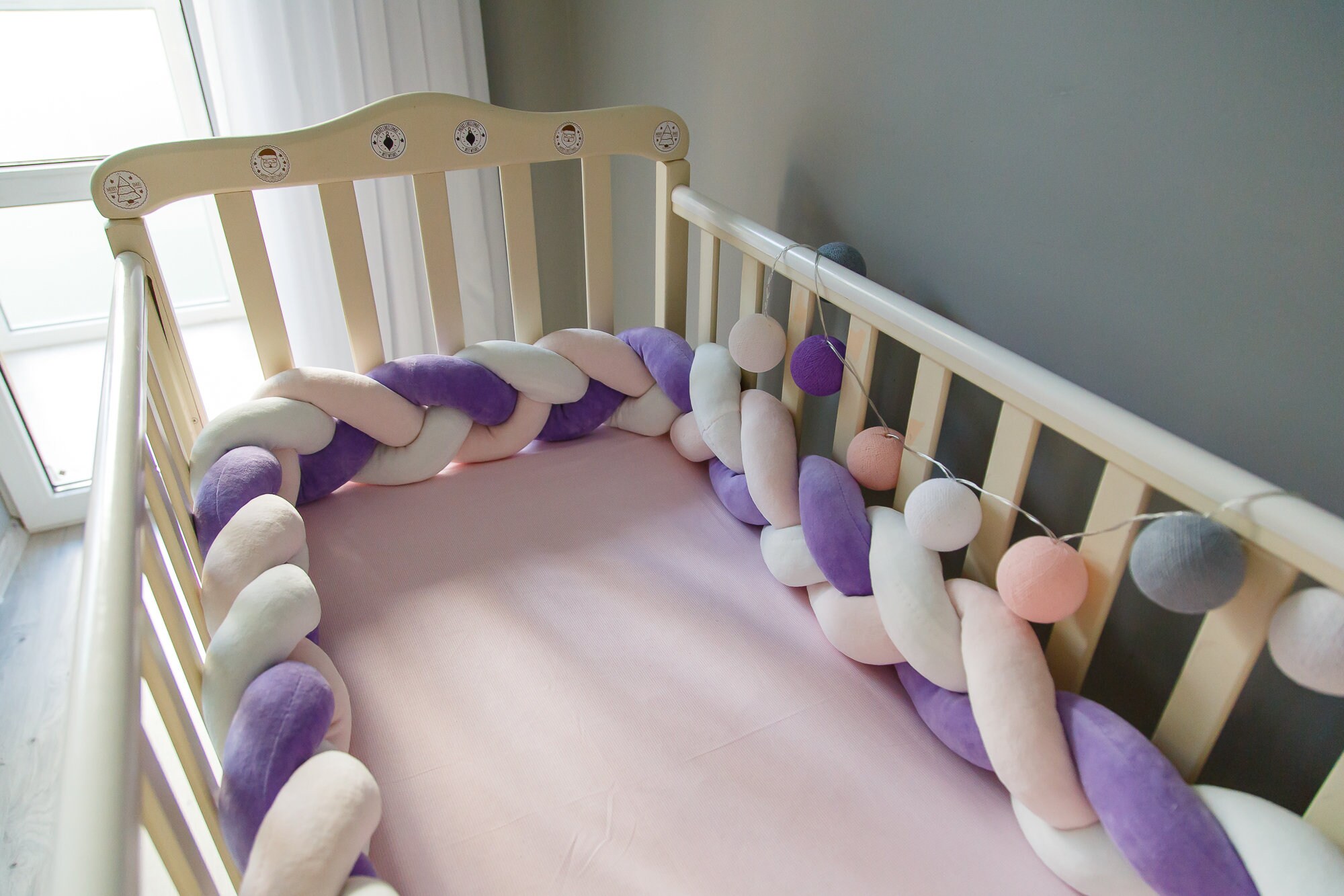 Braided crib bumper Nursery bumper braid crib bumper baby Etsy