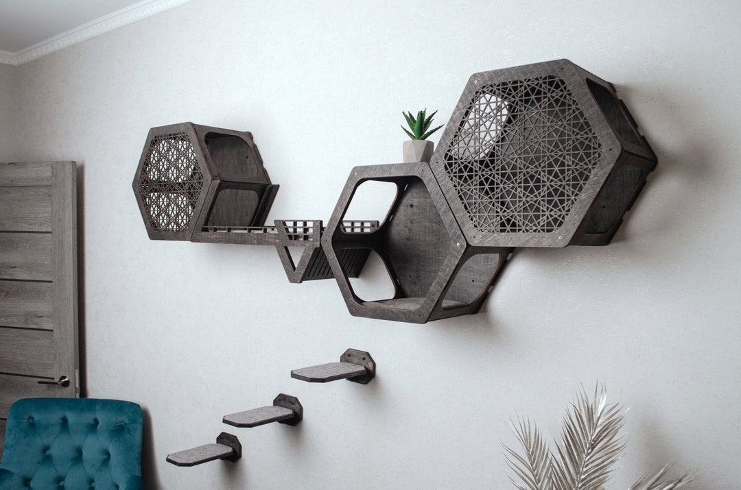 View of Cat Wall Furniture, Cat Wall Shelves Set, Cat Tree, Cat Shelves, Cat ...
