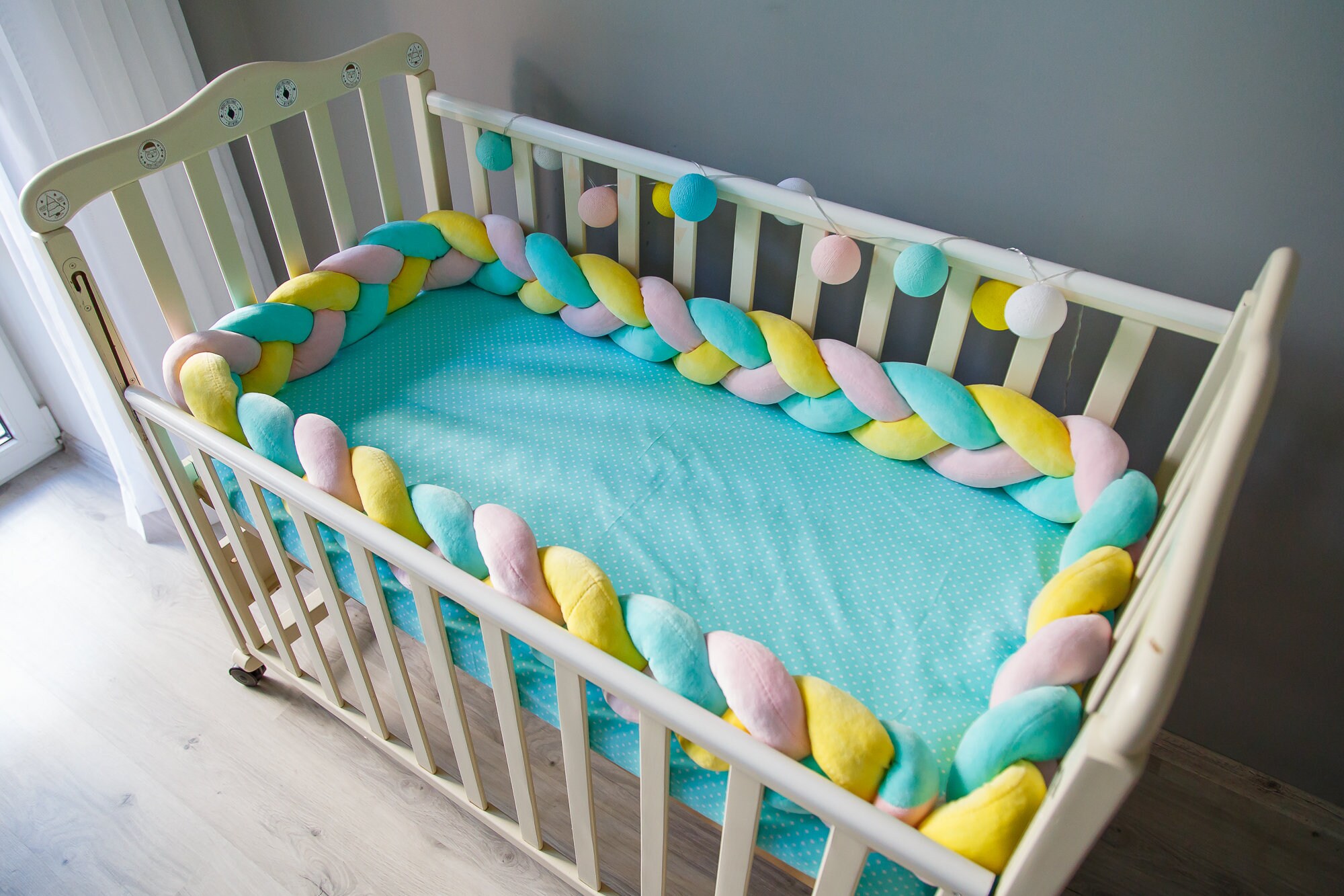 Braided crib bumper baby bed bumper nursery bumper braid Etsy