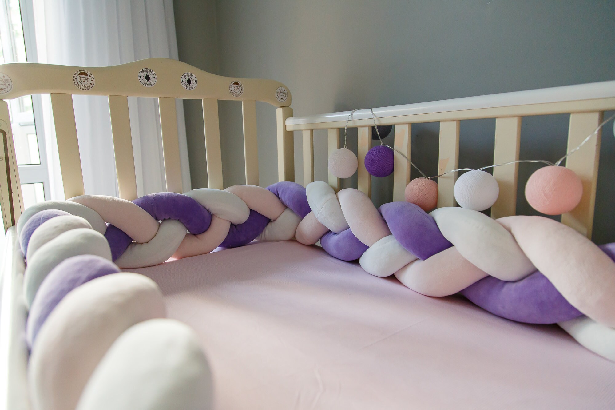 Braided crib bumper Nursery bumper braid crib bumper baby Etsy