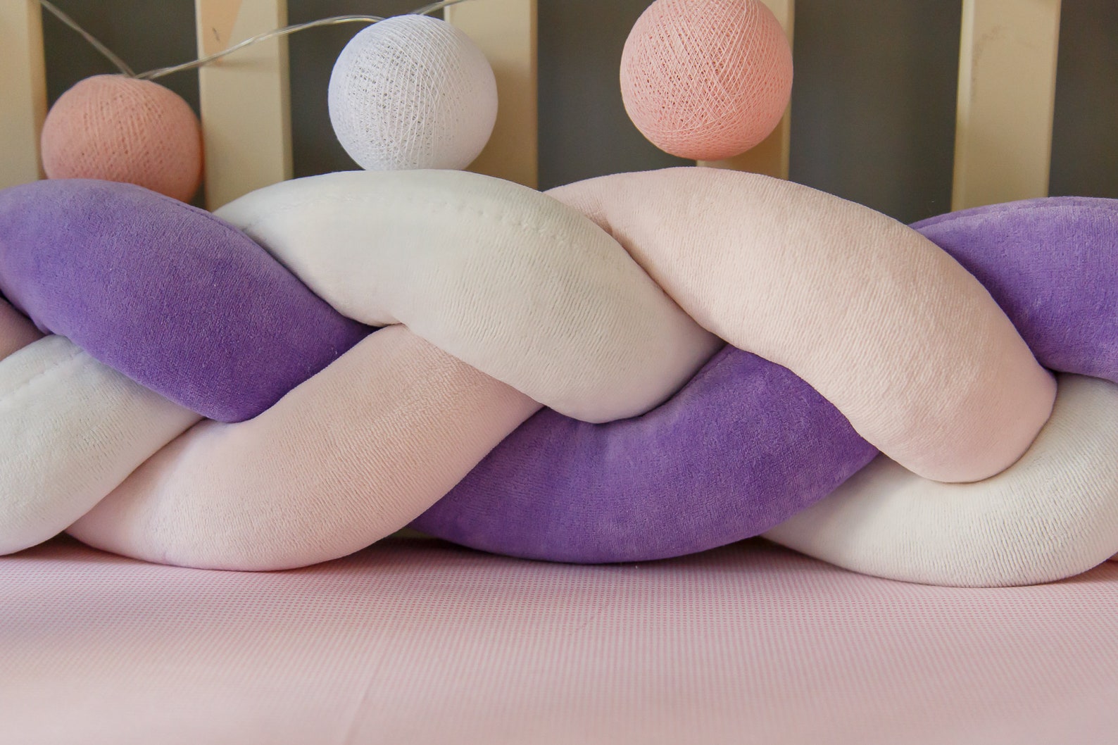 Braided crib bumper Nursery bumper braid crib bumper baby Etsy