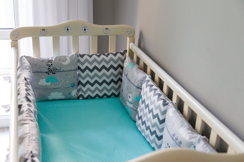 Gray themed Сrib bumper Сrib bumper pads crib bumper Etsy