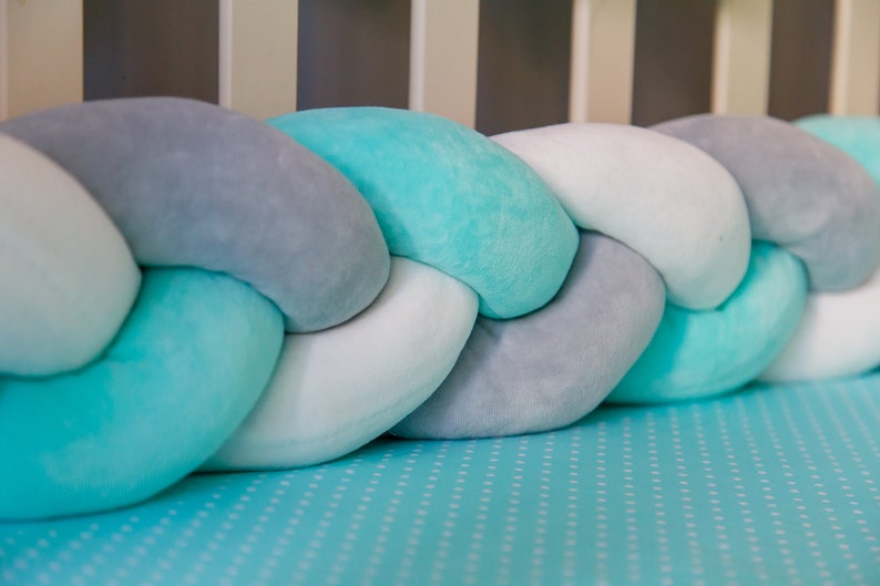 Braided crib bumper Mixed colors crib bumper braid crib Etsy