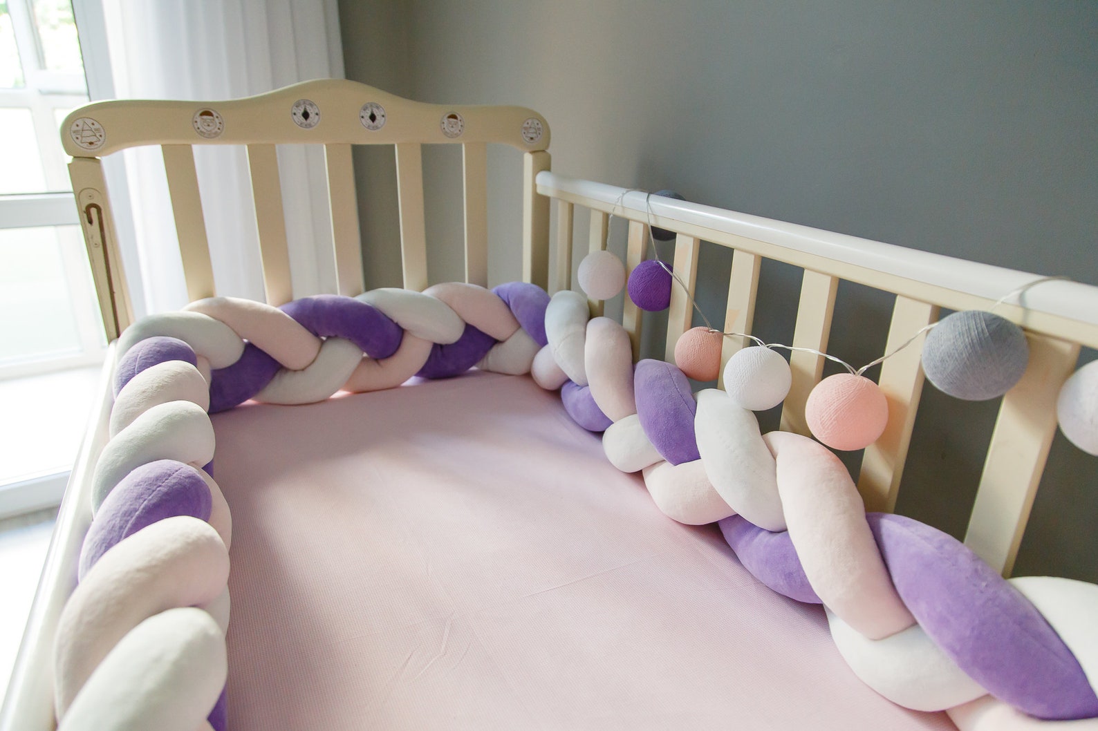 Braided crib bumper Nursery bumper braid crib bumper baby Etsy