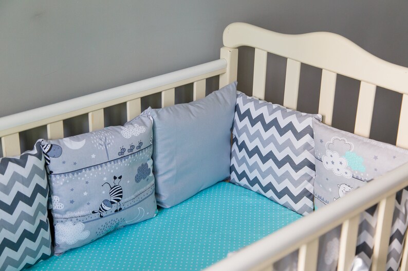 Gray themed Сrib bumper Сrib bumper pads crib bumper Etsy