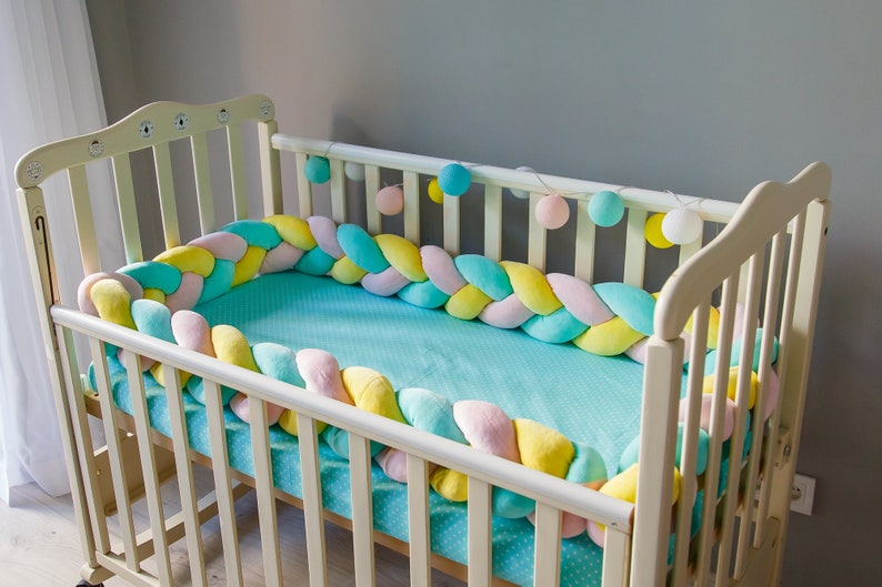 Braided crib bumper baby bed bumper nursery bumper braid Etsy