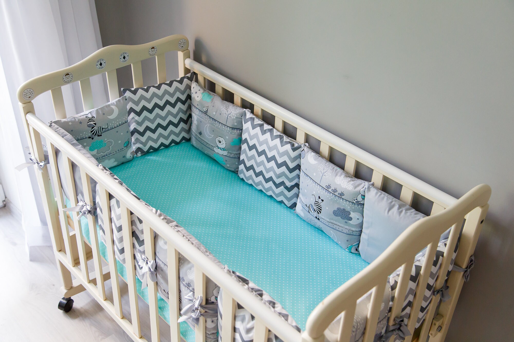 Gray themed Сrib bumper Сrib bumper pads crib bumper Etsy