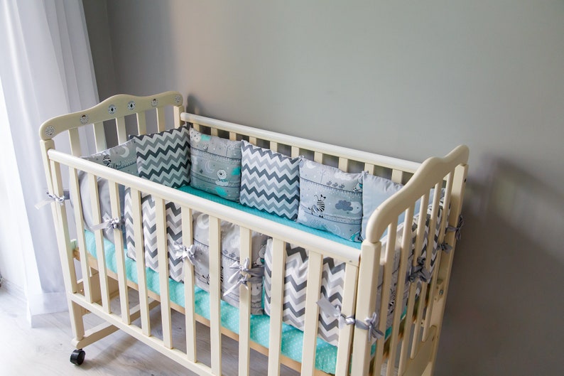 grey bumper pads for crib