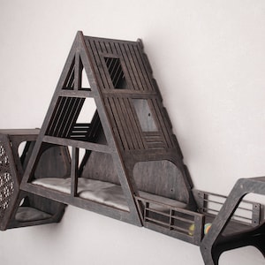 Cat wall furniture, triangular cat house and hexagon, modern cat tree, cat wall shelves, hexagon shelves, cat shelves, cat wall steps