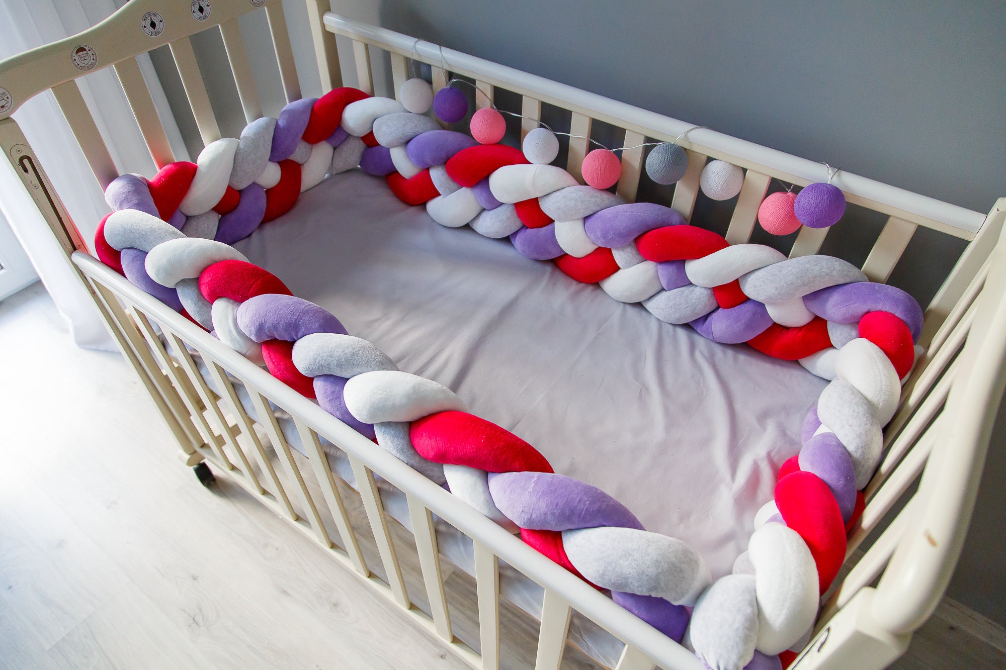 Double Braided crib bumper Baby Сrib bumper nursery bumper Etsy