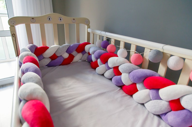 Double Braided crib bumper Baby Сrib bumper nursery bumper Etsy