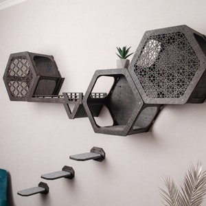 Modern Cat tree, cat furniture, cat shelves, cat wall furniture, cat condo, cat house, cat wall shelves, cat furniture wall, hexagon shelves