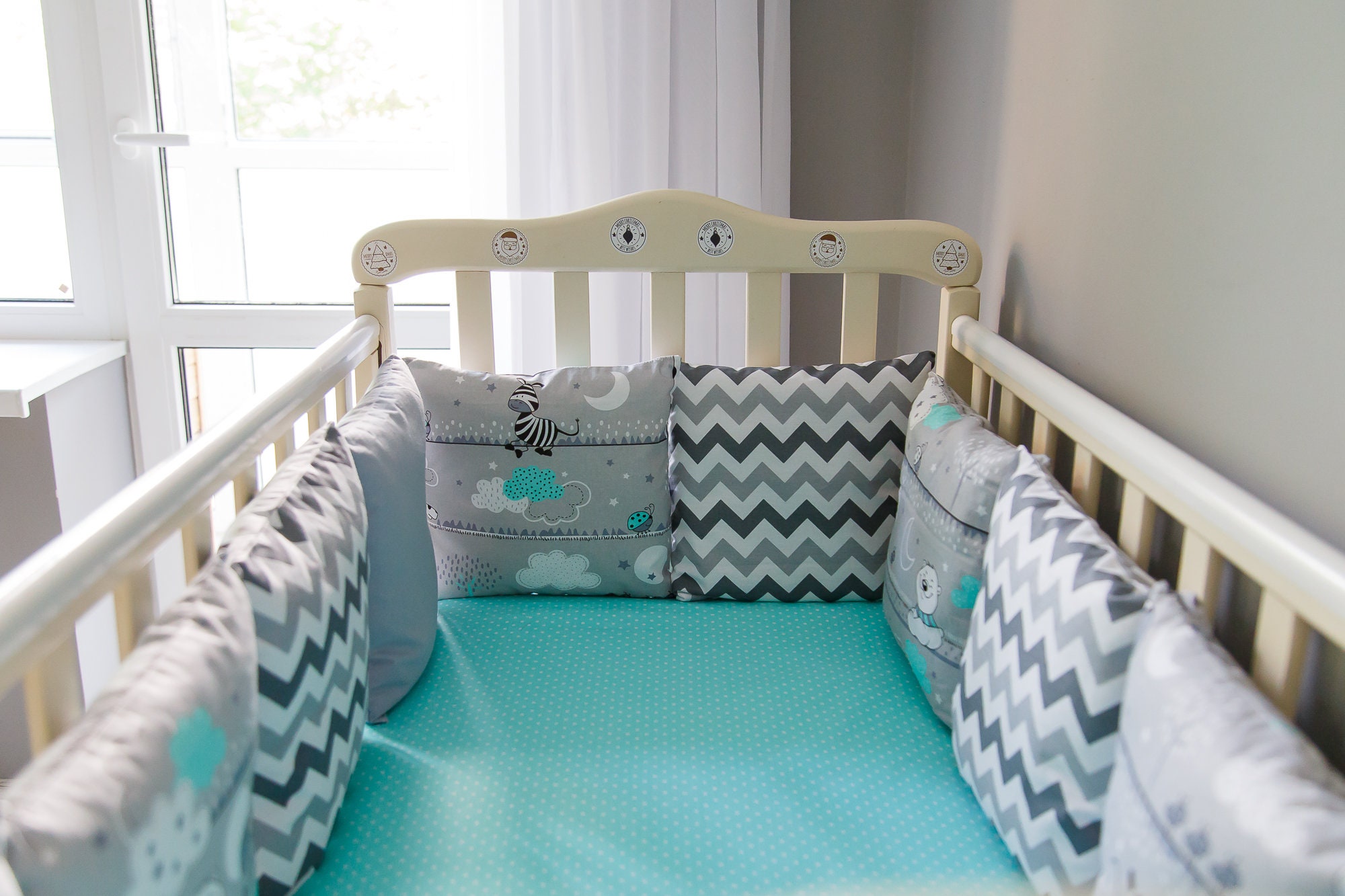 Gray themed Сrib bumper Сrib bumper pads crib bumper Etsy