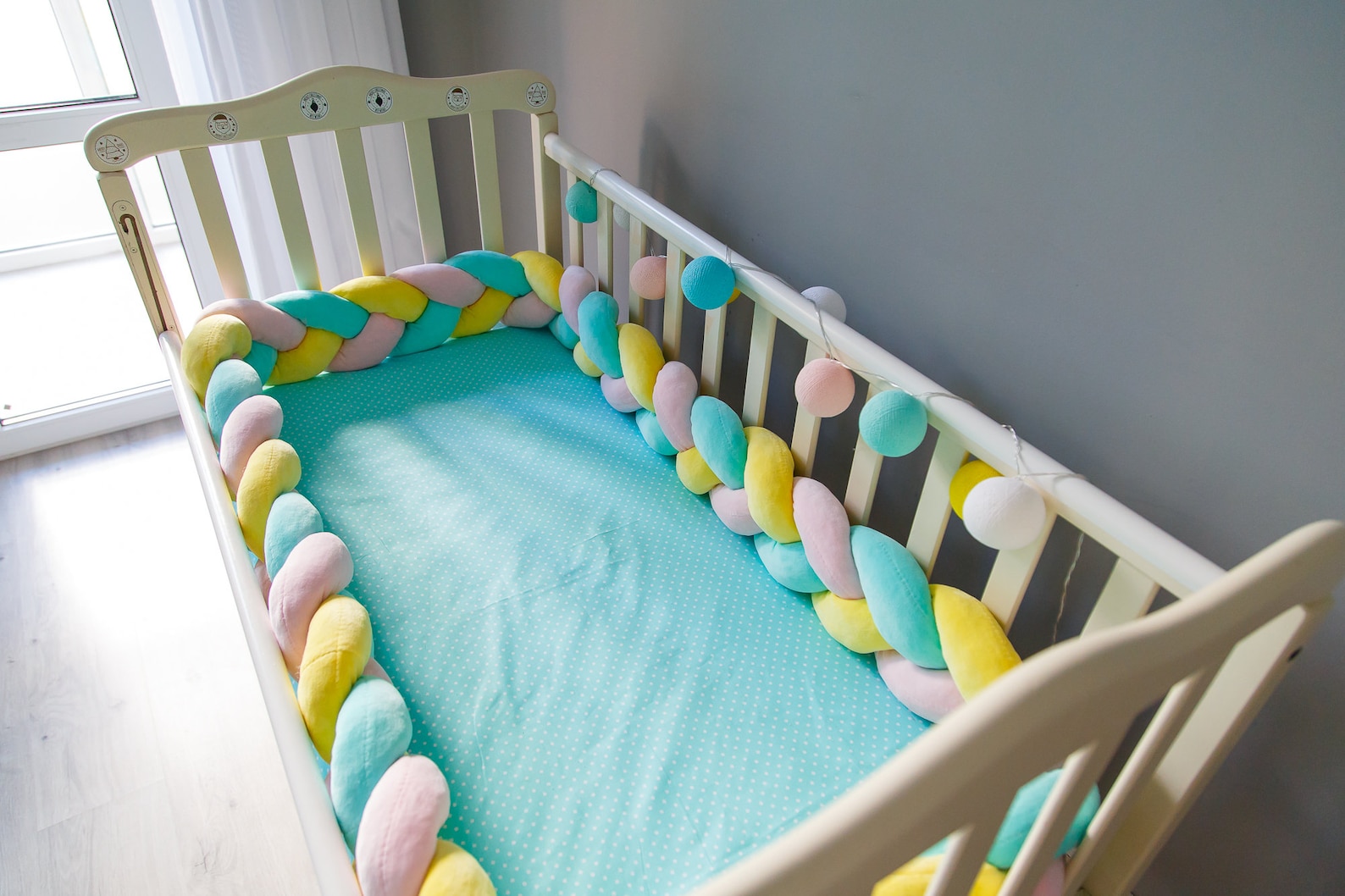 Braided crib bumper baby bed bumper nursery bumper braid Etsy