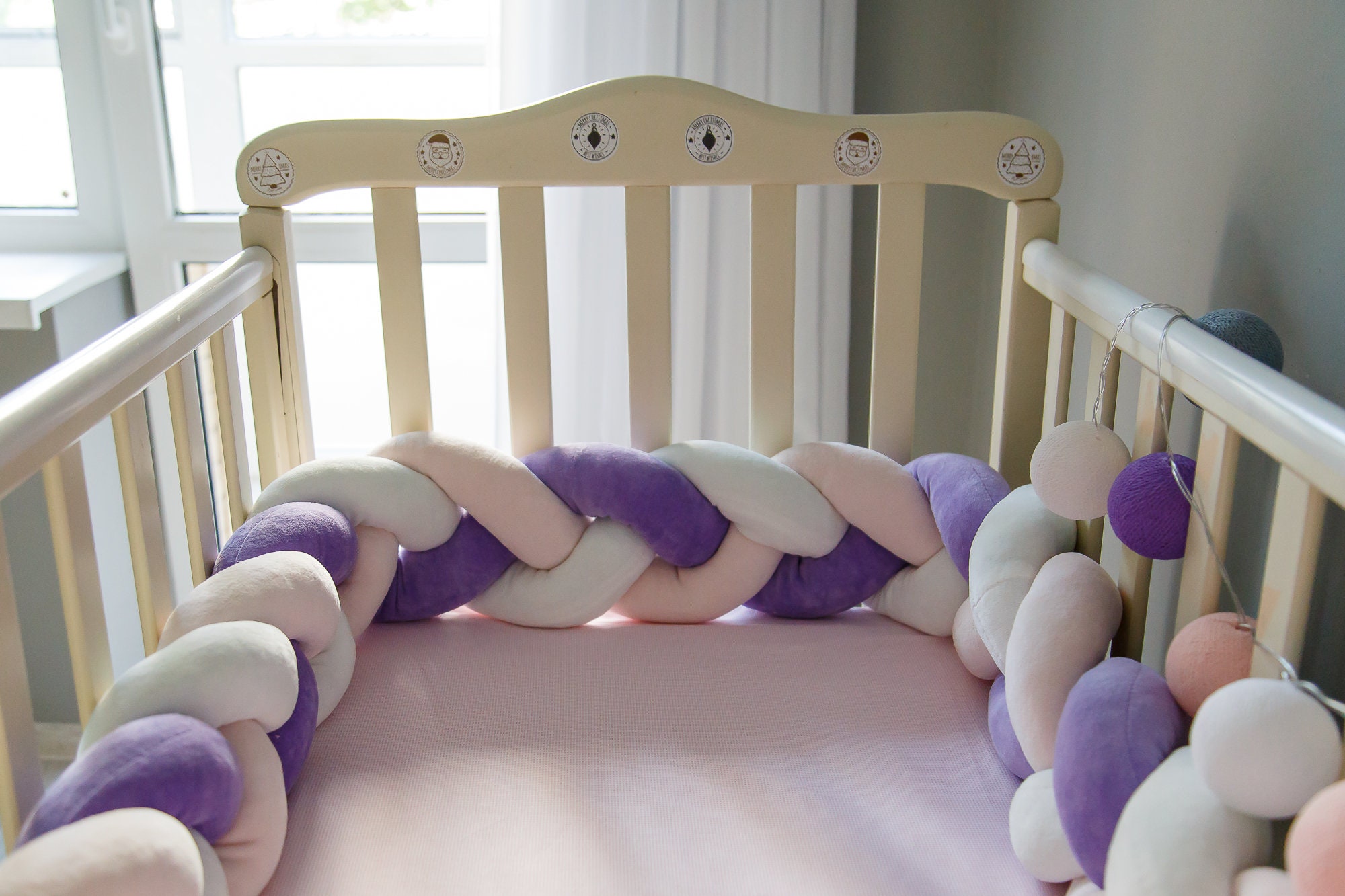 Braided crib bumper Nursery bumper braid crib bumper baby Etsy
