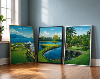 Lienzos con imágenes emblemáticas de campos de golf - Cuadros de golf vintage para pared