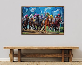 Vibrant Horse Racing Canvas Wall Art Print